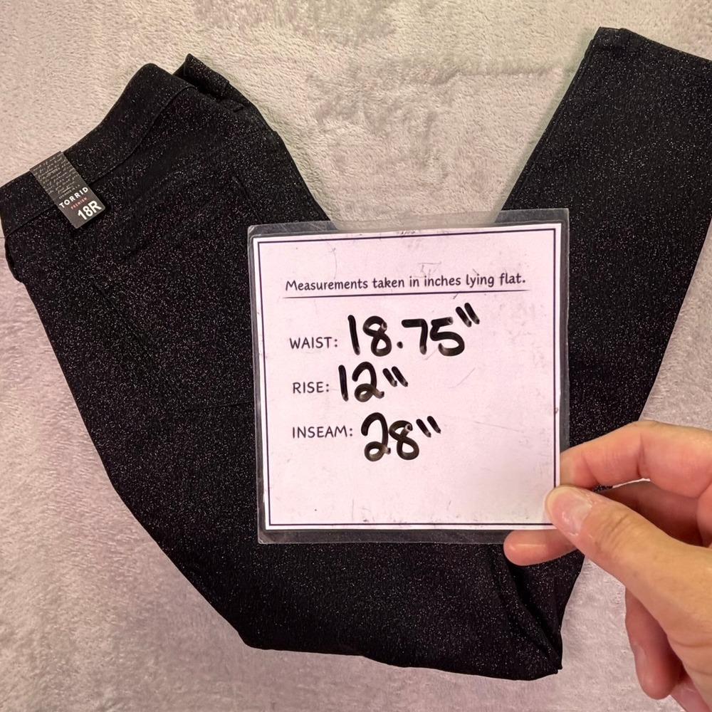 NWT Torrid Women Pants Sz 18R Black Sparkle Sky High Skinny Crop Glitter Stretch - Picture 4 of 11